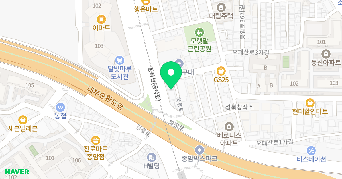 성북웅진베어스빌 위치 지도 - 서울특별시 성북구 종암로 158