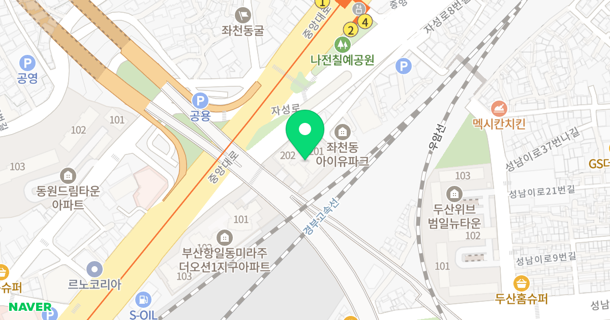 부산항 일동미라주 더오션(2지구) 위치 지도 - 부산광역시 동구