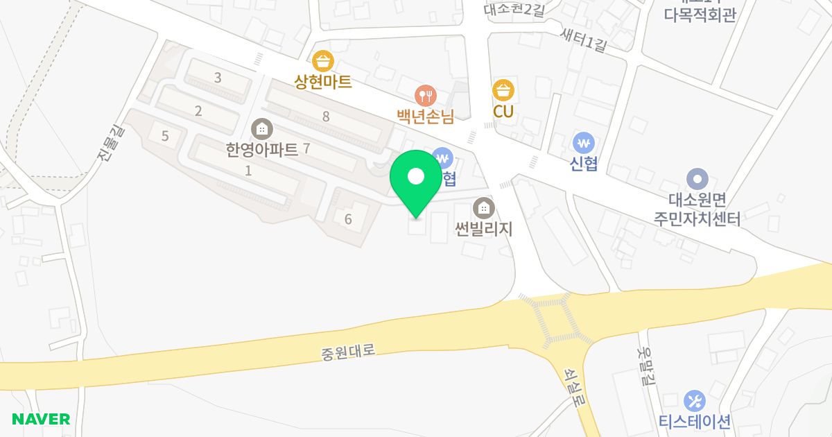 썬빌리지(D동) 위치 지도 - 충청북도 충주시 대소원면 쇠실로 1015-4