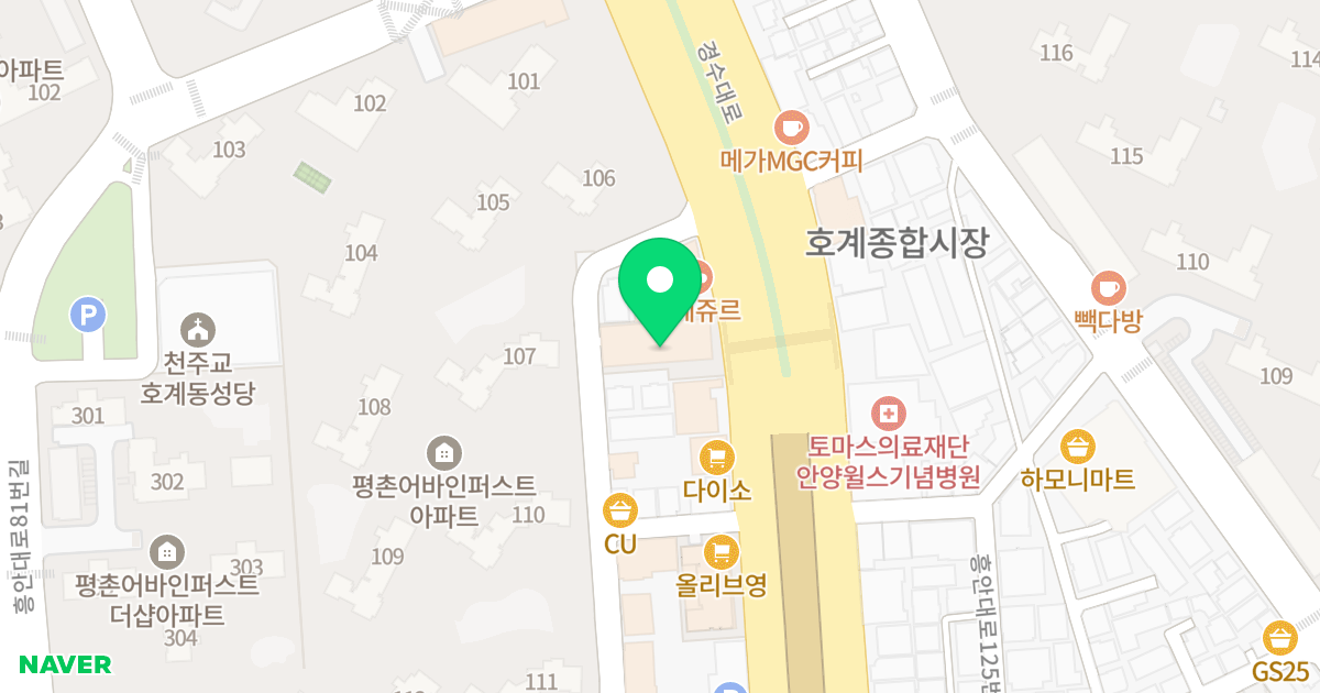 현대제우스타워 위치 지도 - 경기도 안양시 동안구 경수대로 563