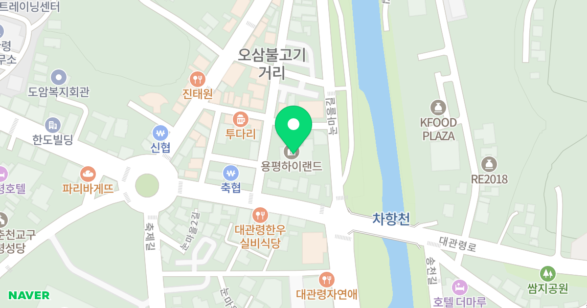 현대하이랜드 위치 지도 - 강원특별자치도 평창군 대관령면 눈마을길 47