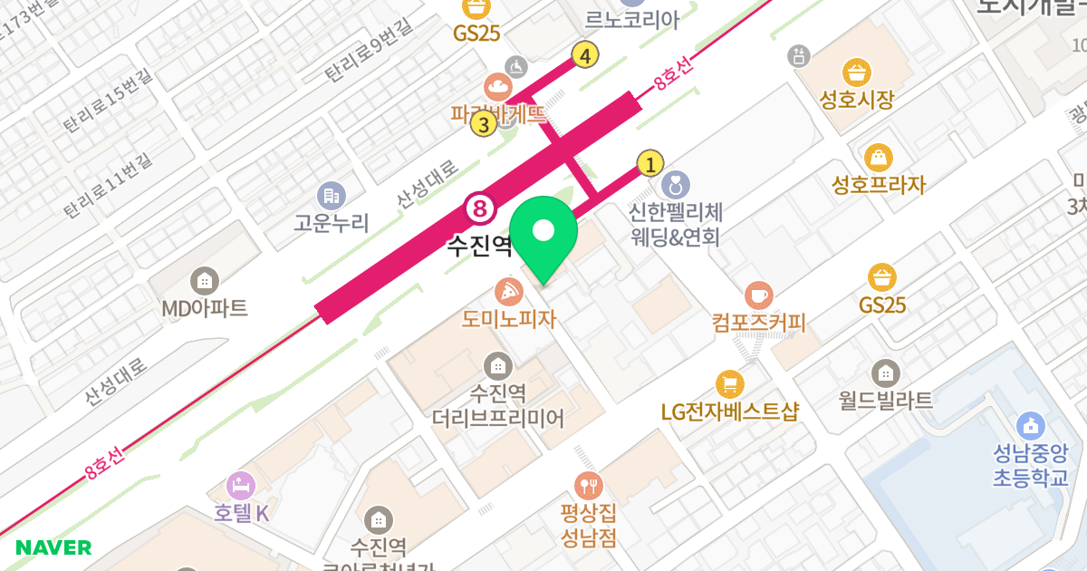 (2150) 위치 지도 - 경기도 성남시 중원구 산성대로 198-1
