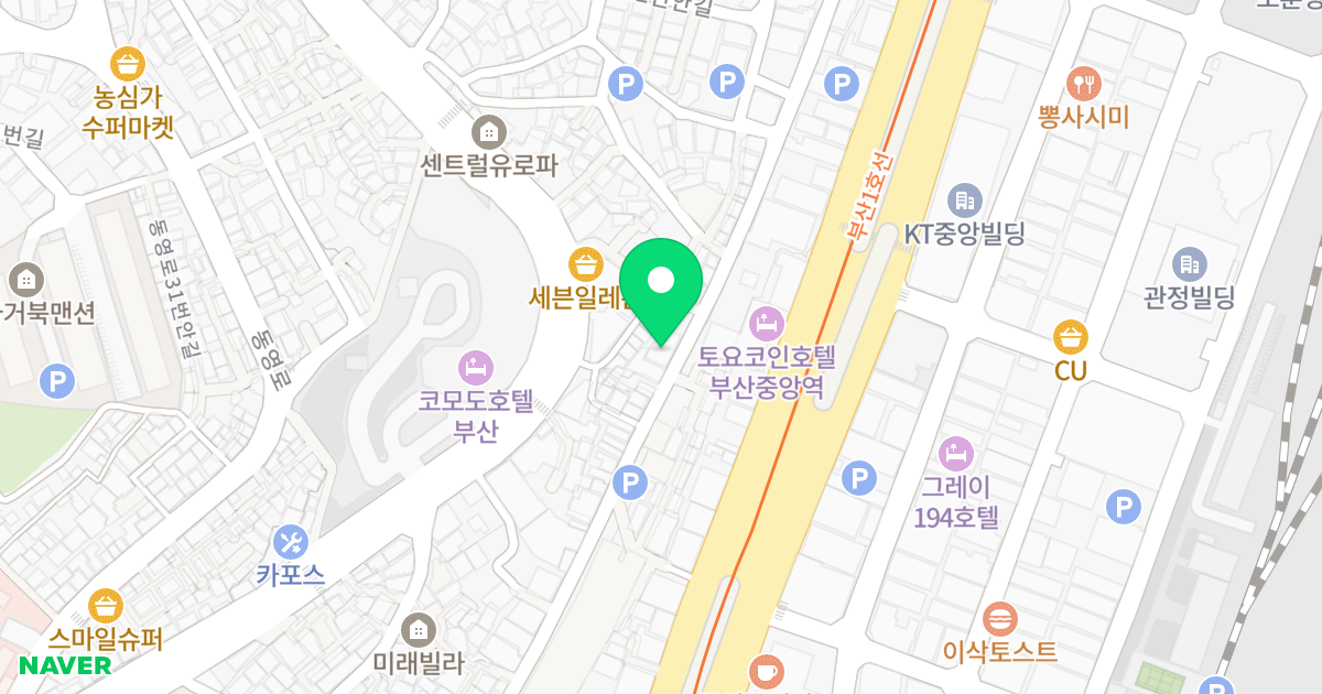 아이캐슬 위치 지도 - 부산광역시 중구 동광길 143