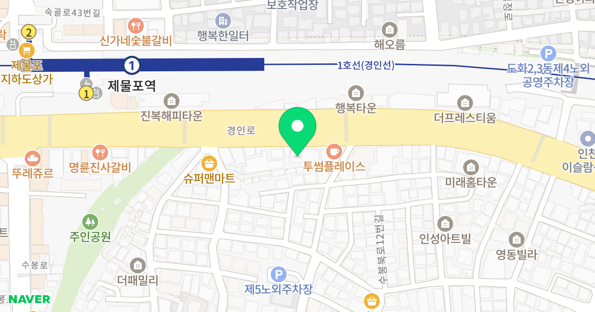 한우리 위치 지도 - 인천광역시 미추홀구  150
