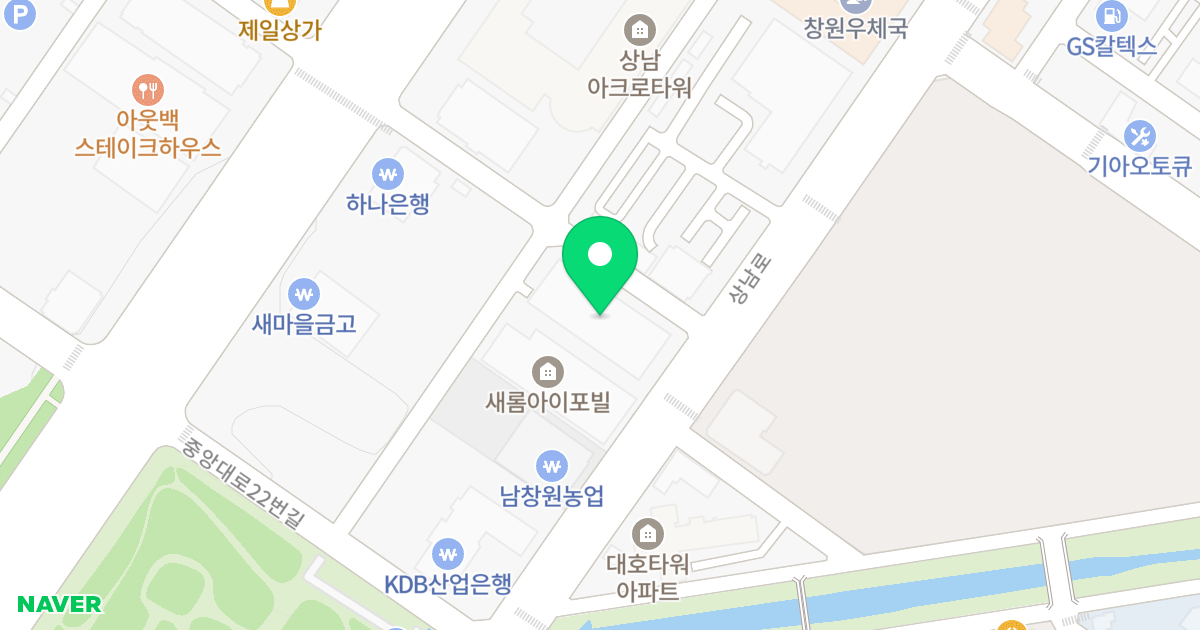 덕산베스트텔 위치 지도 - 경상남도 창원시 성산구 상남로 37