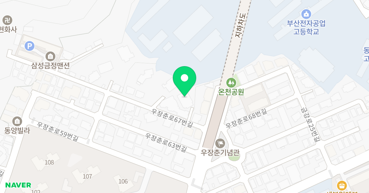 금정산 아름파크 위치 지도 - 부산광역시 동래구 우장춘로67번길 6