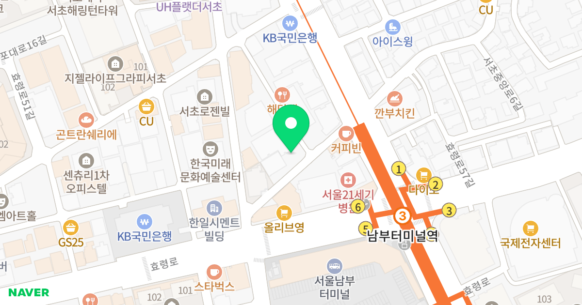서초어반하이 오피스텔 위치 지도 - 서울특별시 서초구 서초중앙로5길 10-7