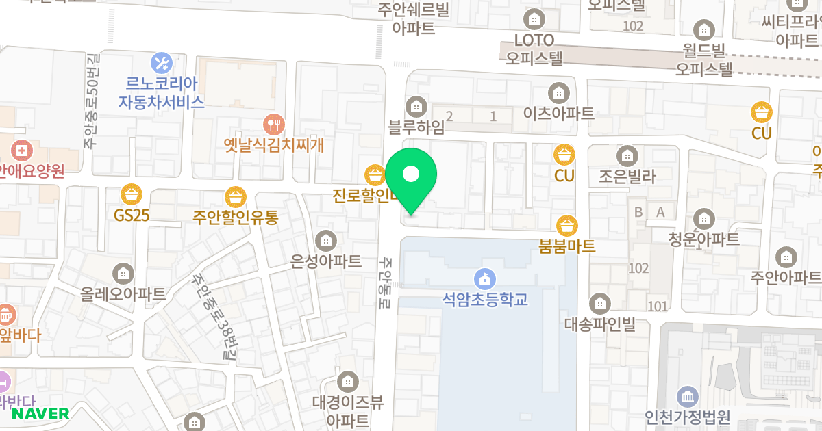 더벤 위치 지도 - 인천광역시 미추홀구 주안동로 50-5