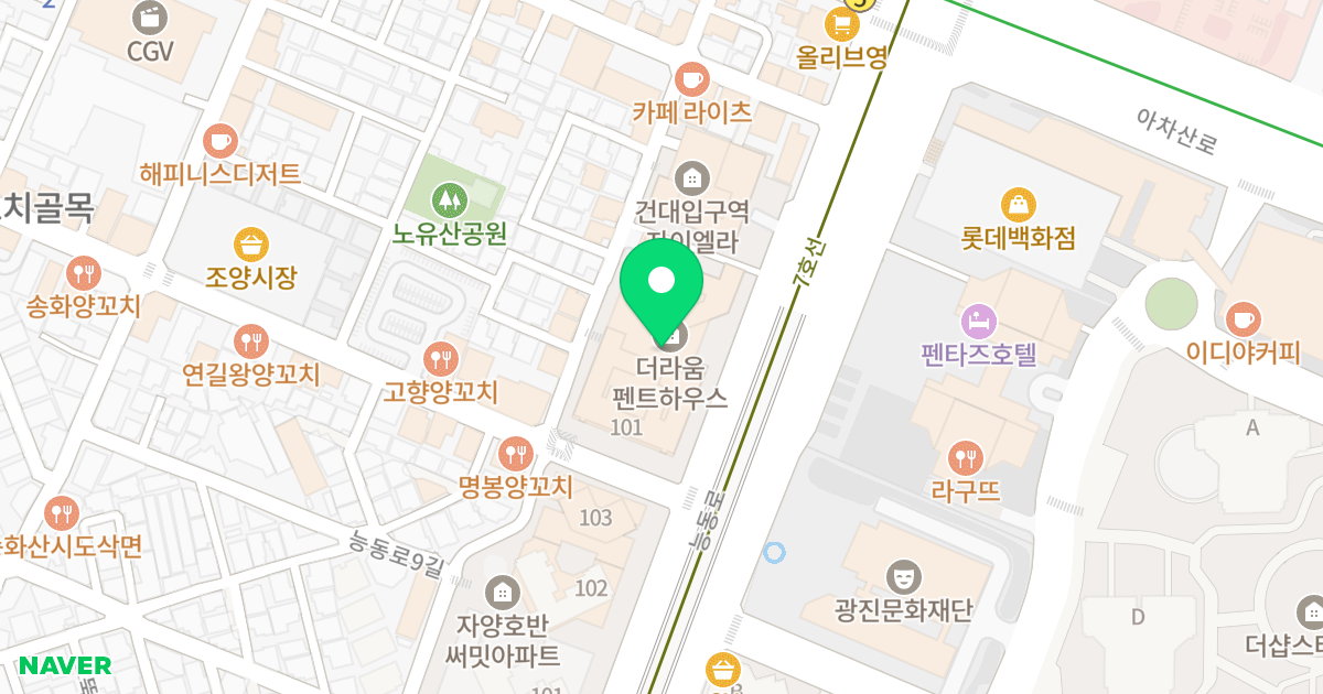 더 라움 펜트하우스 위치 지도 - 서울특별시 광진구 능동로 81