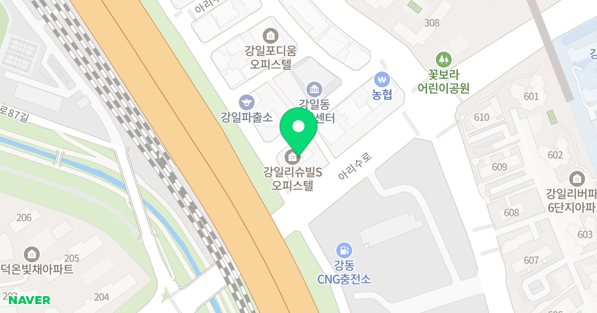강일리슈빌에스 위치 지도 - 서울특별시 강동구 아리수로 419