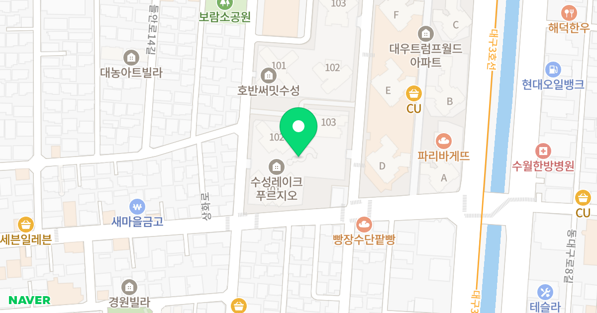 수성 레이크 푸르지오 위치 지도 - 대구광역시 수성구 청수로24길 91