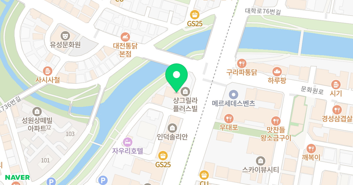 샹그릴라 플러스빌 위치 지도 - 대전광역시 유성구 대학로 59