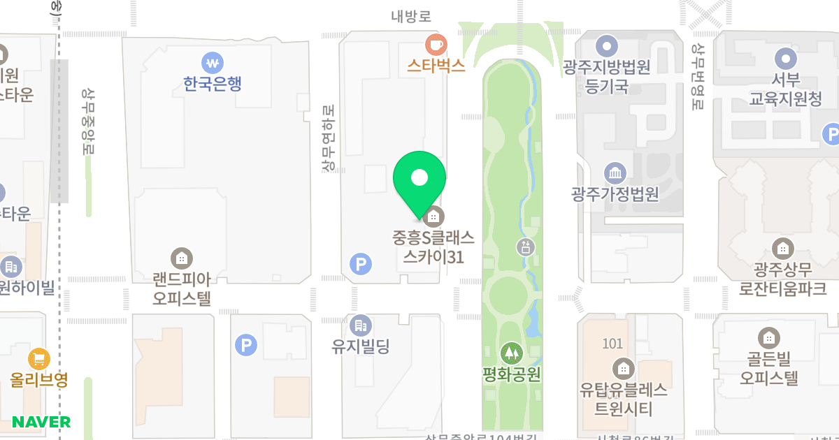중흥에스-클래스스카이31 위치 지도 - 광주광역시 서구 시청로 97