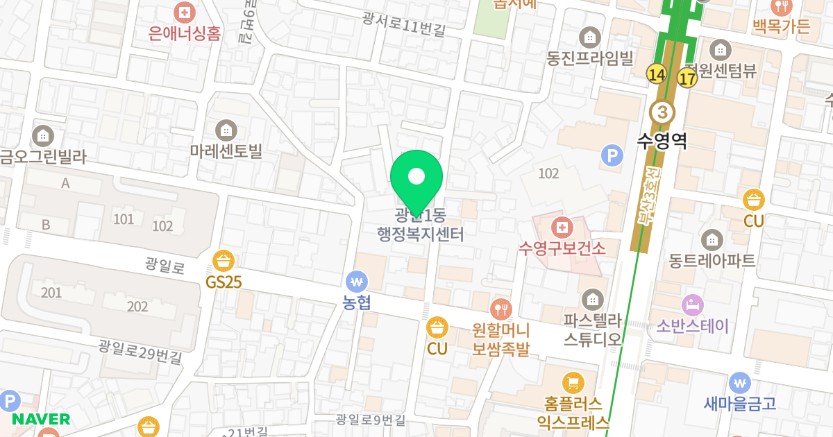 성우팰리스 위치 지도 - 부산광역시 수영구 광일로14번길 13