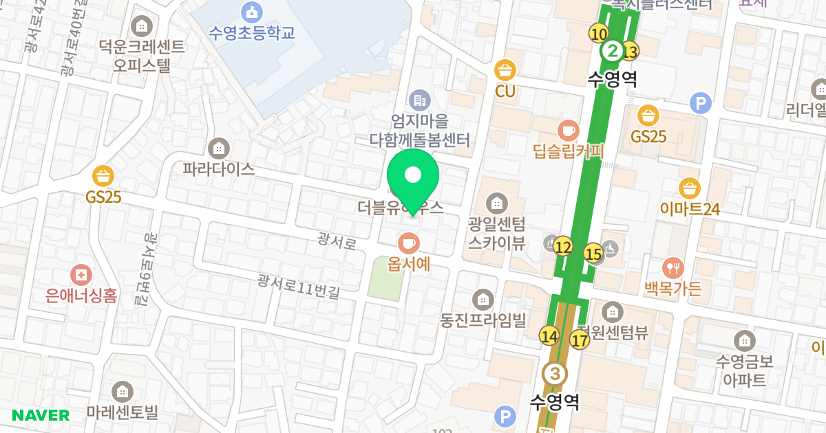 홈타운 위치 지도 - 부산광역시 수영구 광서로30번길 42