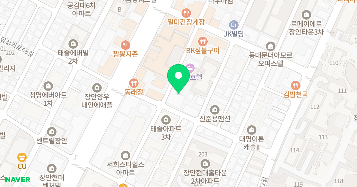 장안동 썬앤빌 시그니처 위치 지도 - 서울특별시 동대문구 장한로22길 13