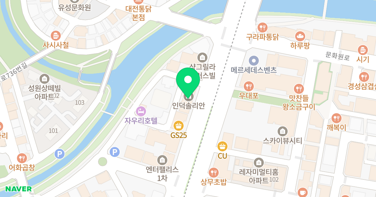 솔리안 위치 지도 - 대전광역시 유성구 대학로 53