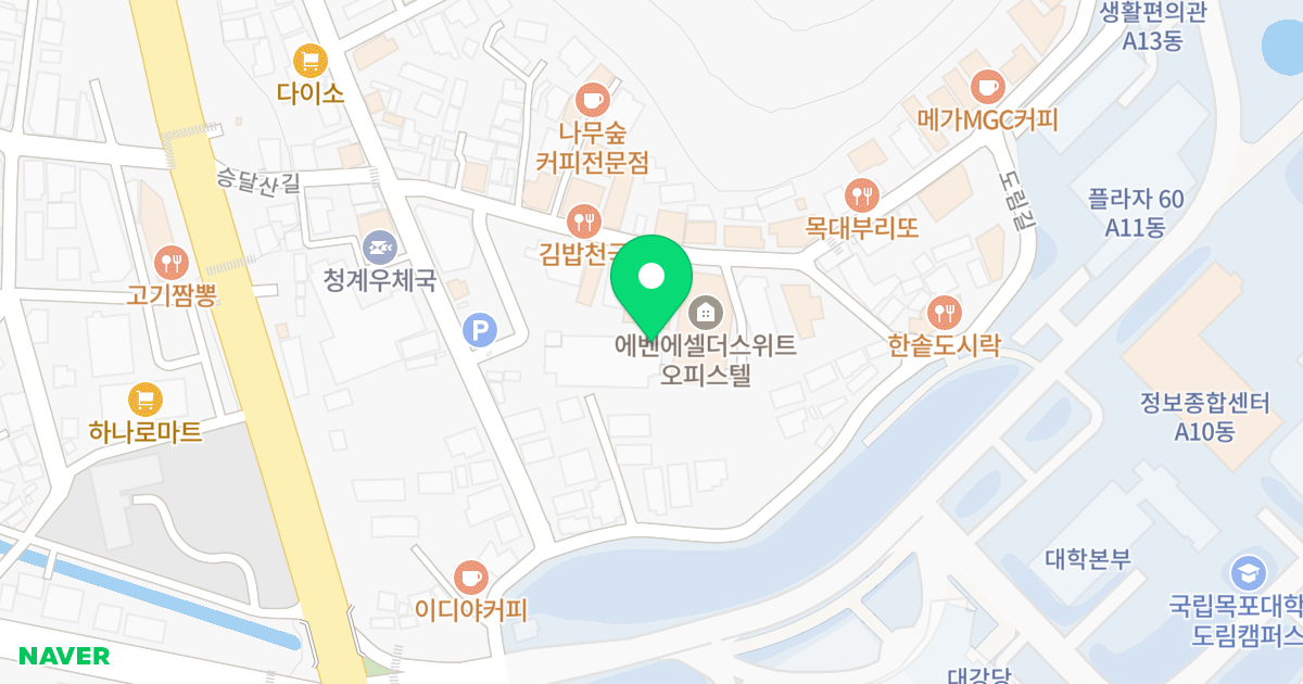 에벤에셀더스위트오피스텔 위치 지도 - 전라남도 무안군 청계면 승달산길 24