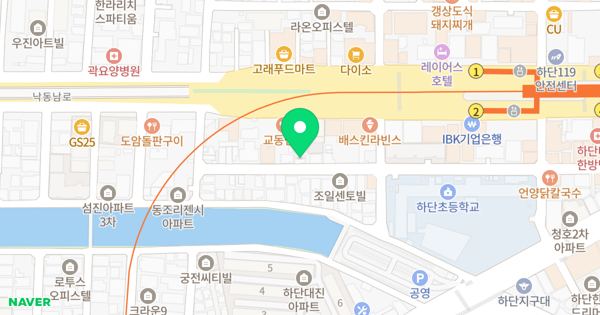 (596-11) 위치 지도 - 부산광역시 사하구 하신중앙로335번길 74