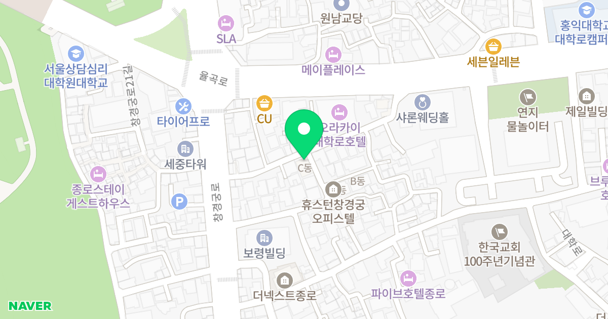 휴스턴오피스텔 창경궁 C 위치 지도 - 서울특별시 종로구 창경궁로20길 14
