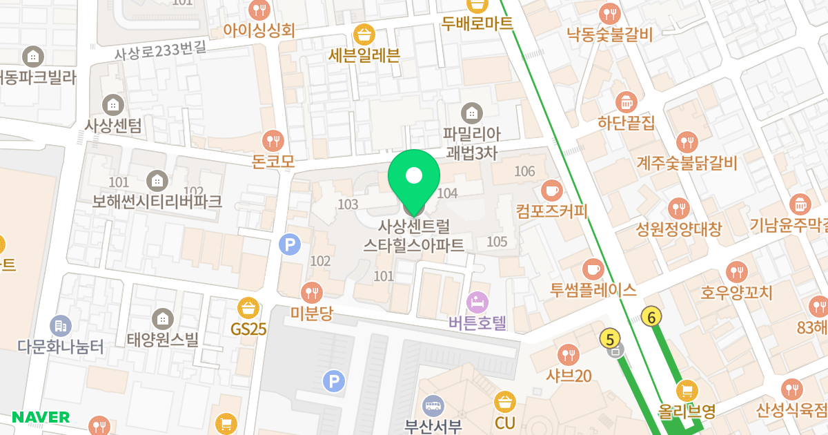 센트럴 스타힐스 위치 지도 - 부산광역시 사상구 사상로223번길 23