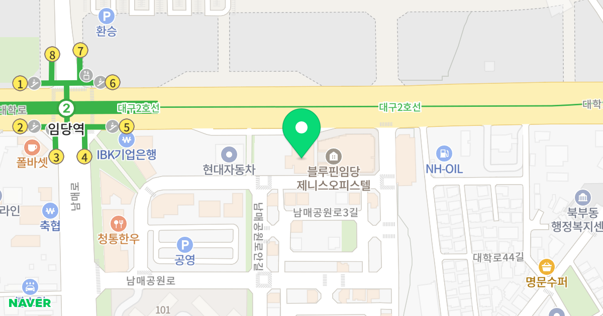 블루핀 임당스테이 오피스텔 위치 지도 - 경상북도 경산시 남매공원로1길 23