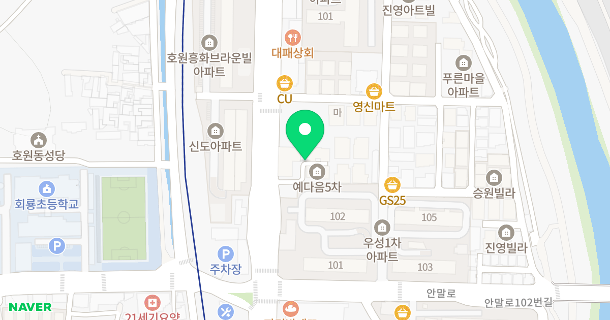 예다음 5차 위치 지도 - 경기도 의정부시 평화로 266