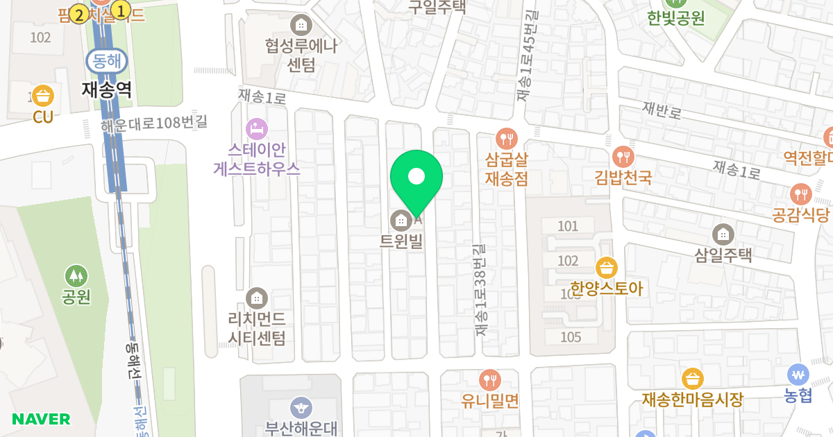 (1076-19) 위치 지도 - 부산광역시 해운대구 재송1로32번길 16