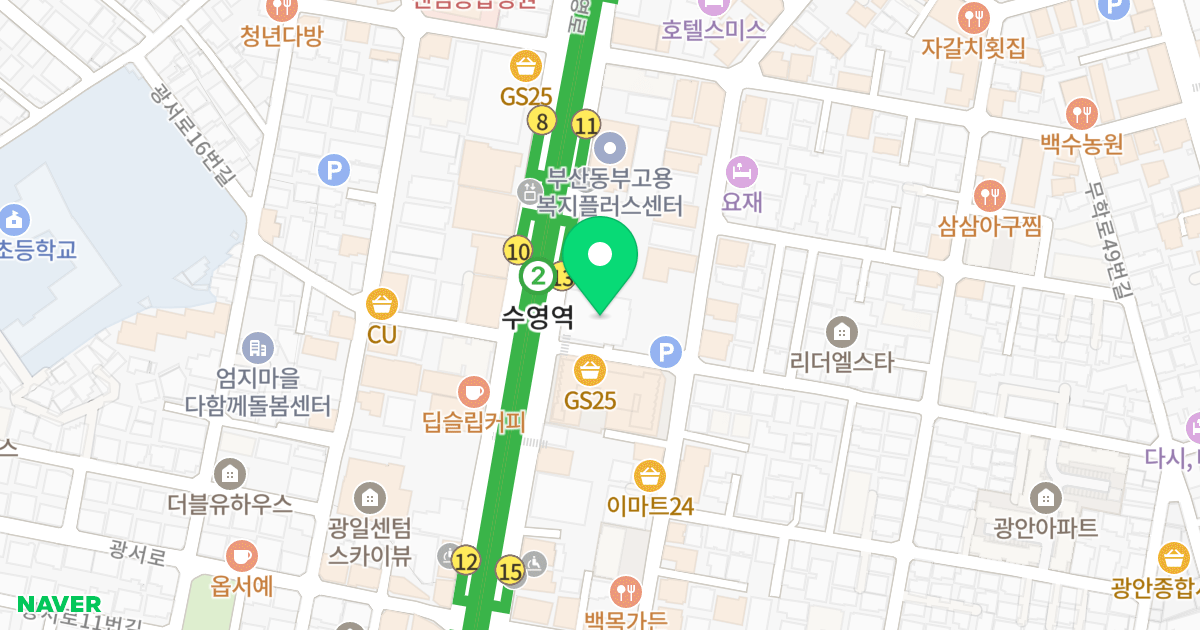 화목오피스텔 위치 지도 - 부산광역시 수영구 수영로 668