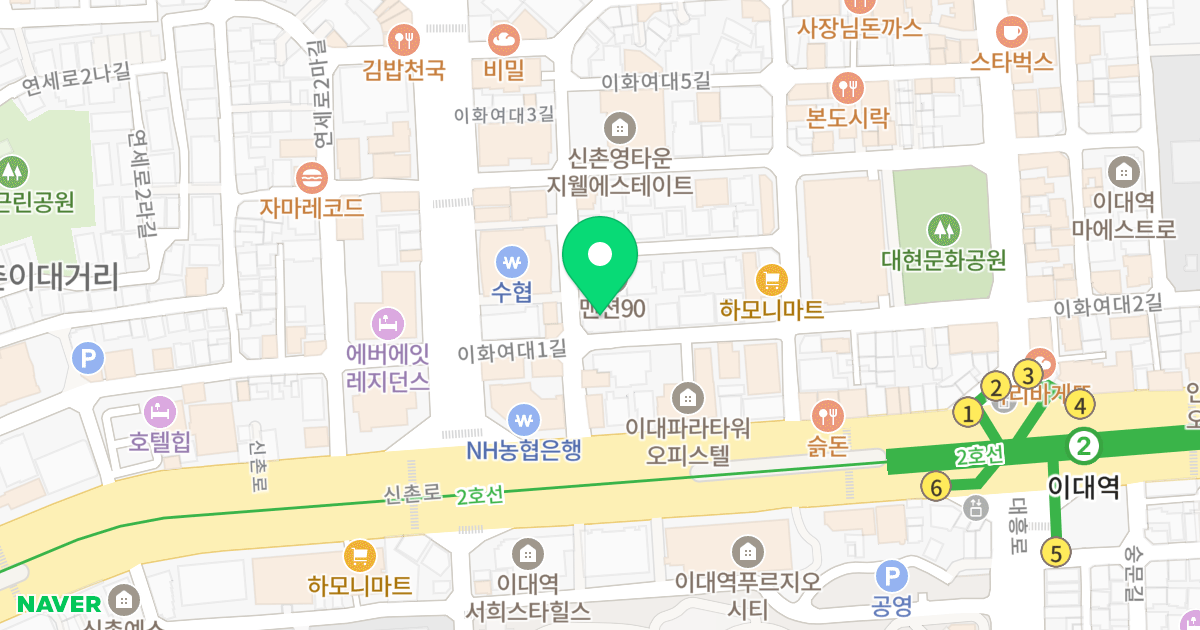 (90-58) 위치 지도 - 서울특별시 서대문구 이화여대1길 38