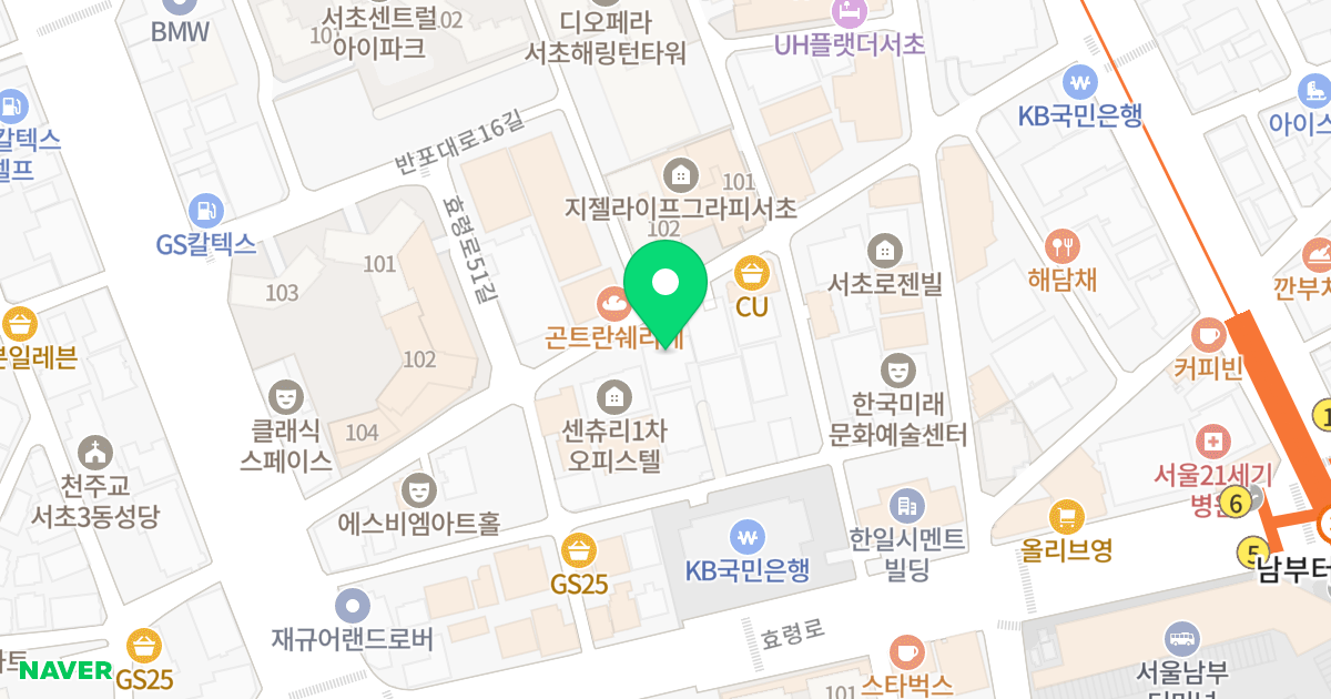 (1589-7) 위치 지도 - 서울특별시 서초구 반포대로14길 36