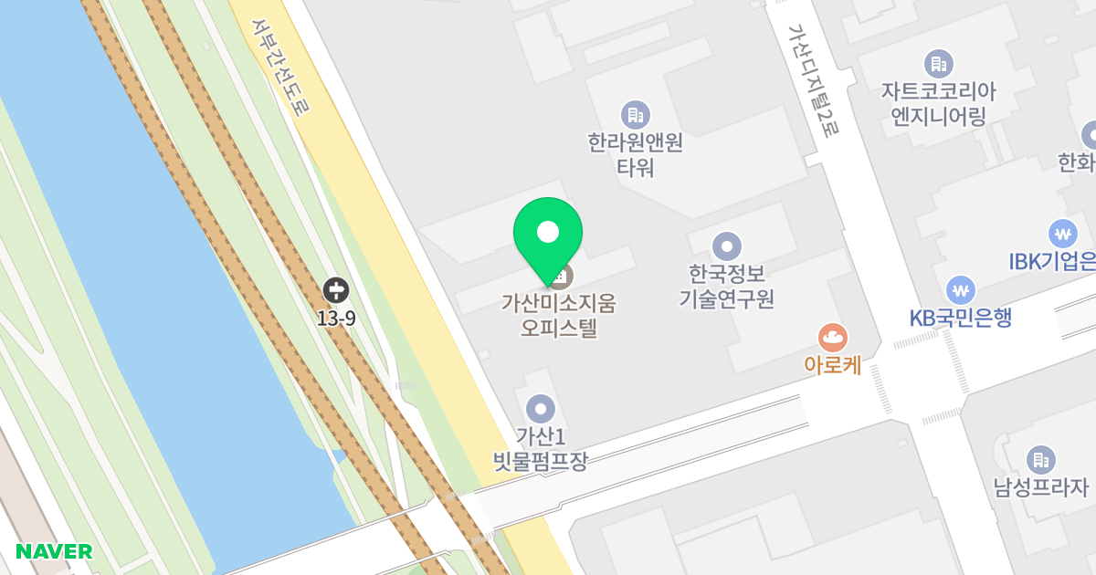 가산 미소지움 위치 지도 - 서울특별시 금천구 서부샛길 528