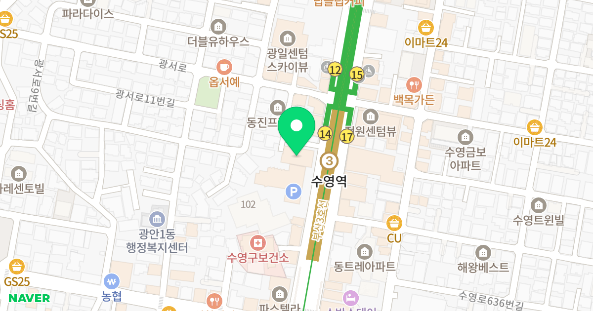 HanaStay 광안 위치 지도 - 부산광역시 수영구 수영로 645
