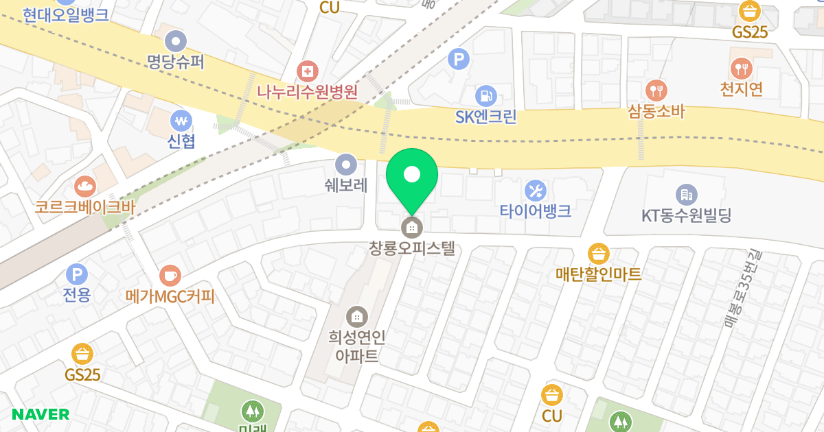 창룡오피스텔 위치 지도 - 경기도 수원시 영통구 매여울로40번길 69