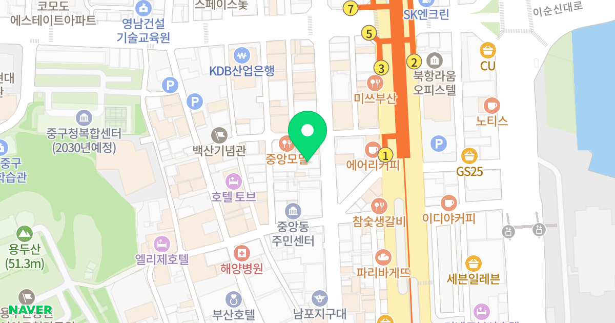 센트럴타워 위치 지도 - 부산광역시 중구 해관로 31-1