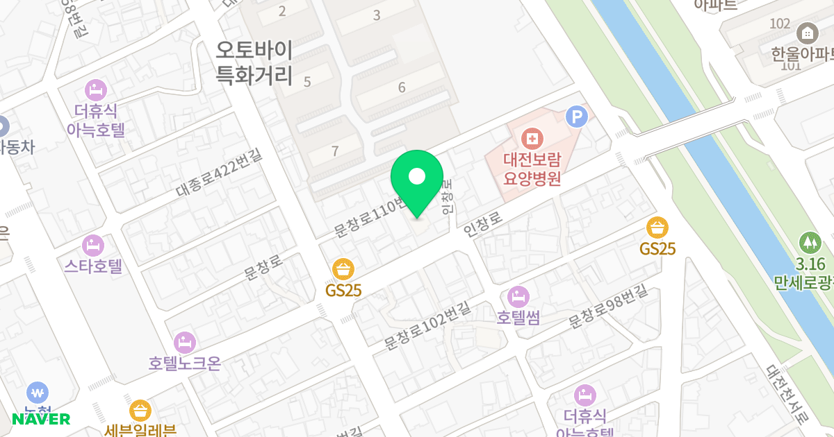 다솔 RIVER PALACE 위치 지도 - 대전광역시 중구 인창로 25