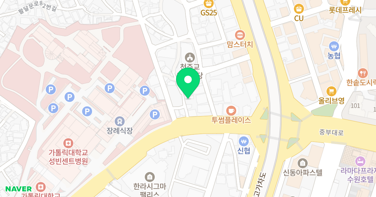 THE J 위치 지도 - 경기도 수원시 팔달구 중부대로 121-6