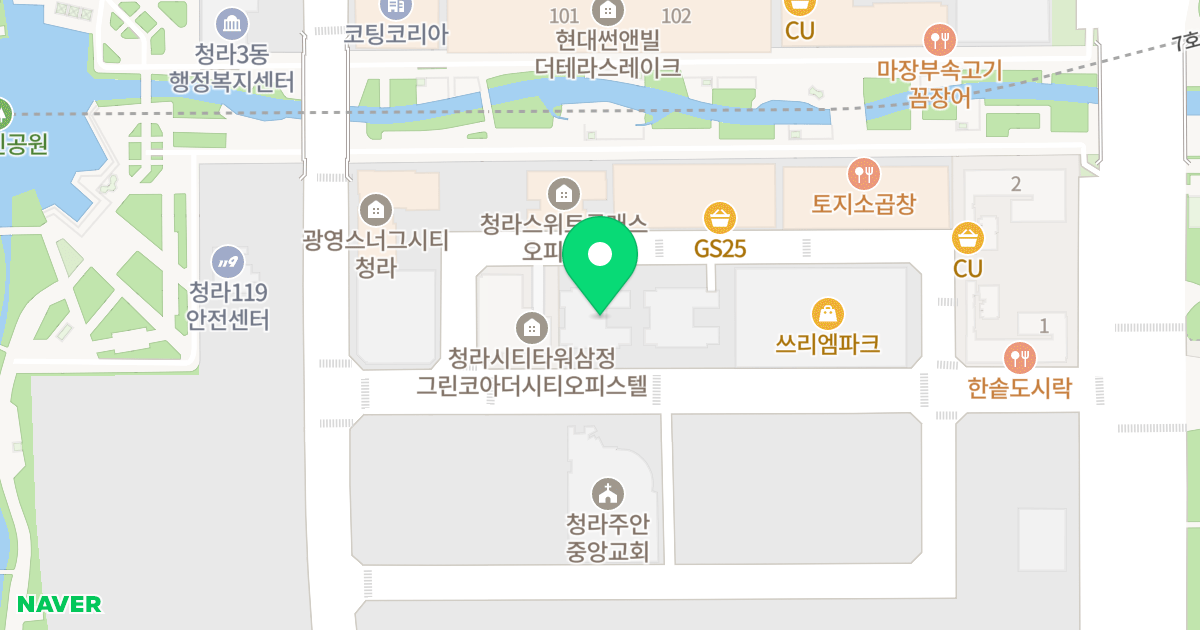 청라 큐브시그니처 2차 오피스텔 위치 지도 - 인천광역시 서구 청라한내로72번길 13