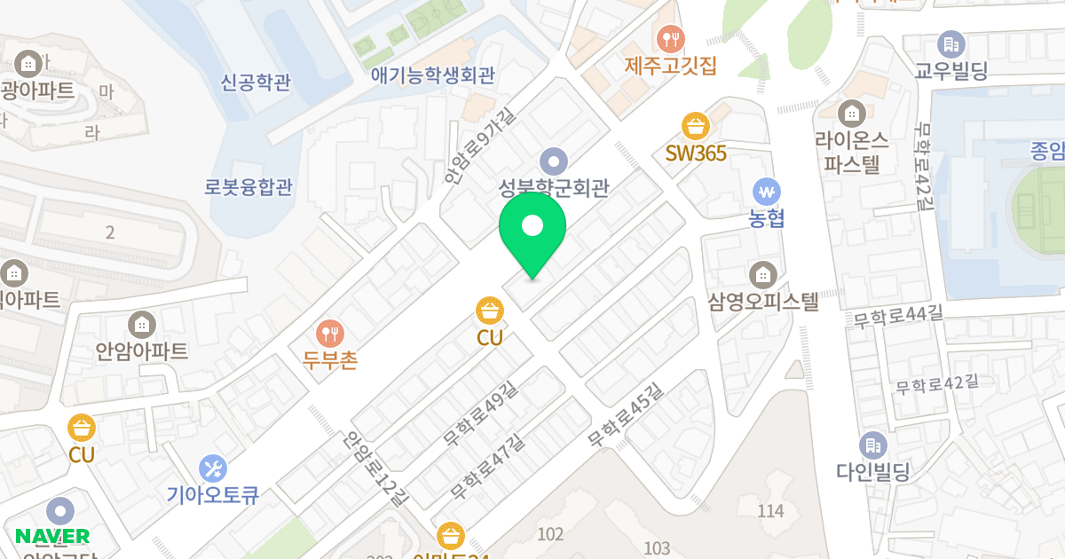 타임스카이뷰 위치 지도 - 서울특별시 동대문구 안암로 54