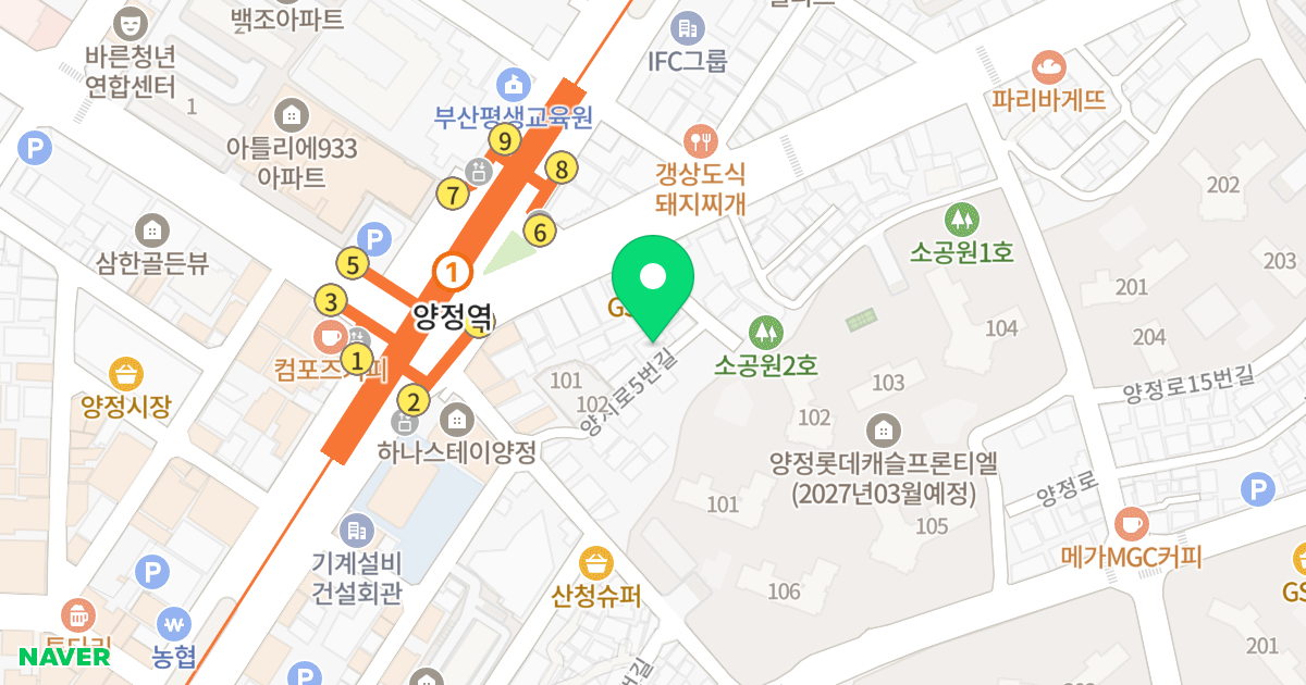 수목캐슬 위치 지도 - 부산광역시 부산진구 양지로5번길 85