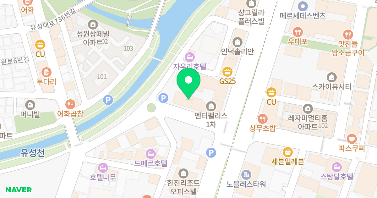 엔터팰리스 위치 지도 - 대전광역시 유성구 대학로 39-14