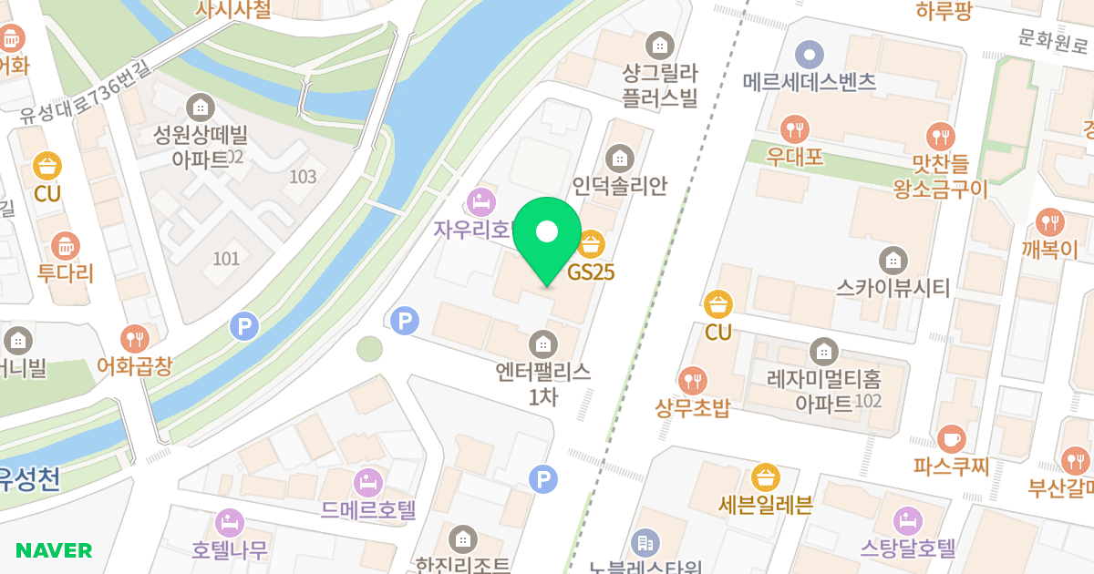 스카이뷰로드 위치 지도 - 대전광역시 유성구 대학로 45