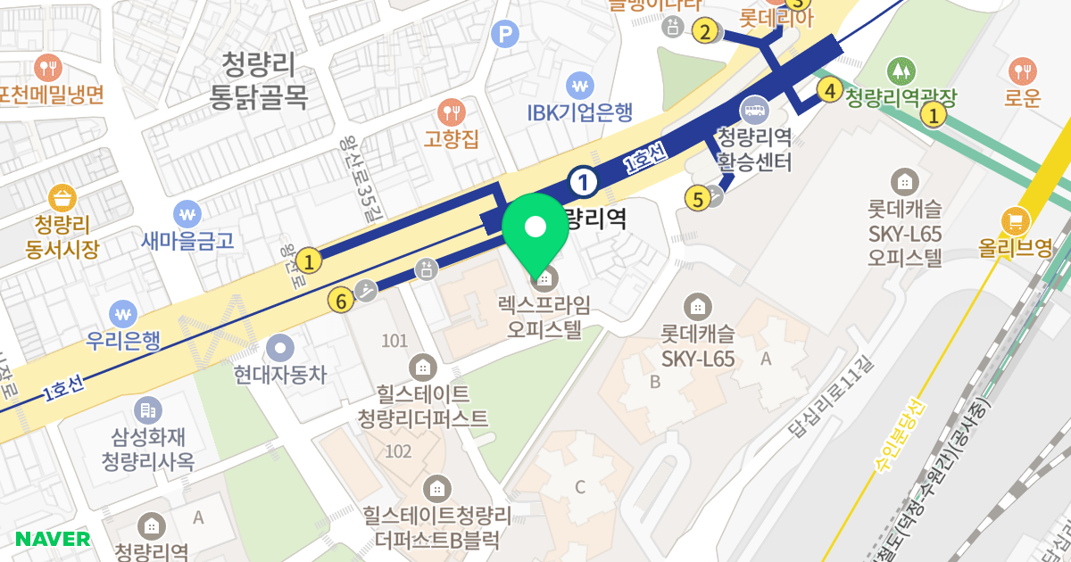 청량리역 렉스프라임 위치 지도 - 서울특별시 동대문구 왕산로 190
