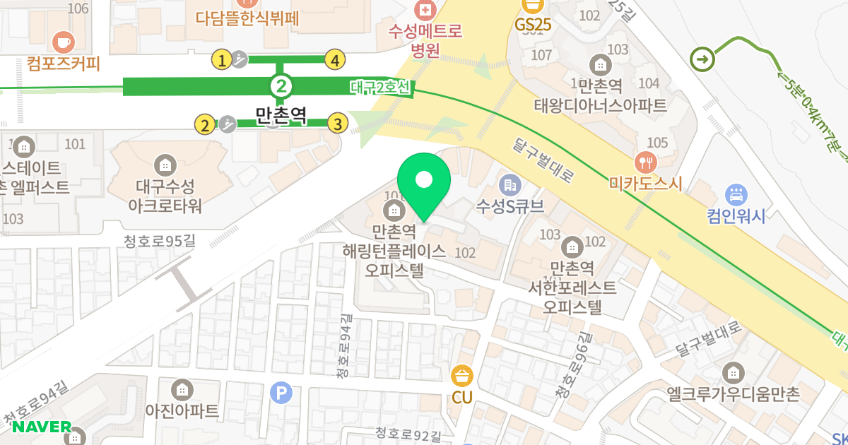 해링턴플레이스만촌 위치 지도 - 대구광역시 수성구 청호로 490