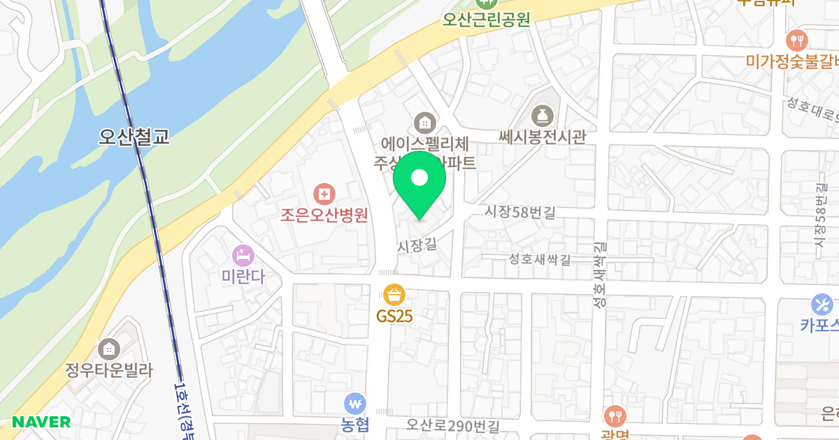 휴-스토리 위치 지도 - 경기도 오산시 시장길 55-2