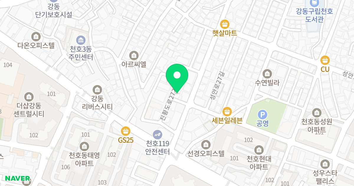 은슬림 위치 지도 - 서울특별시 강동구 진황도로27가길 6-12