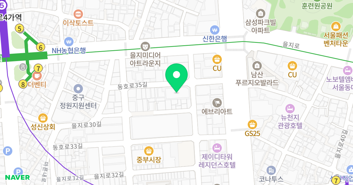 을지로5가  오피스텔 신축공사 위치 지도 - 서울특별시 중구 동호로35길 17