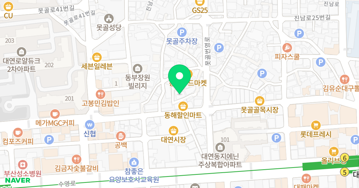 더샵캐슬 위치 지도 - 부산광역시 남구 못골로53번길 12-6