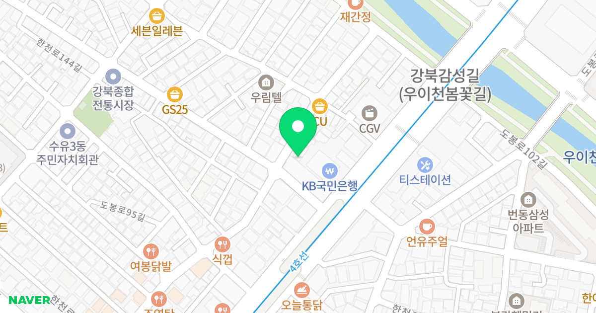 아띠하우스 위치 지도 - 서울특별시 강북구 한천로140길 58