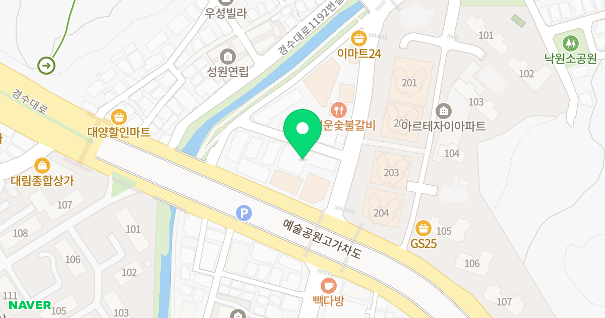 가우디 센트럴파크 위치 지도 - 경기도 안양시 만안구 예술공원로 89-7